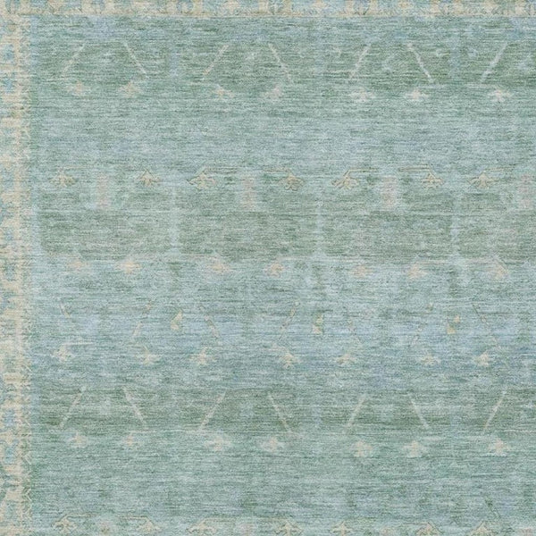 9 X 12 Mint Tribal Polyester Area Rug Stain Resistant for Patio or Living Room