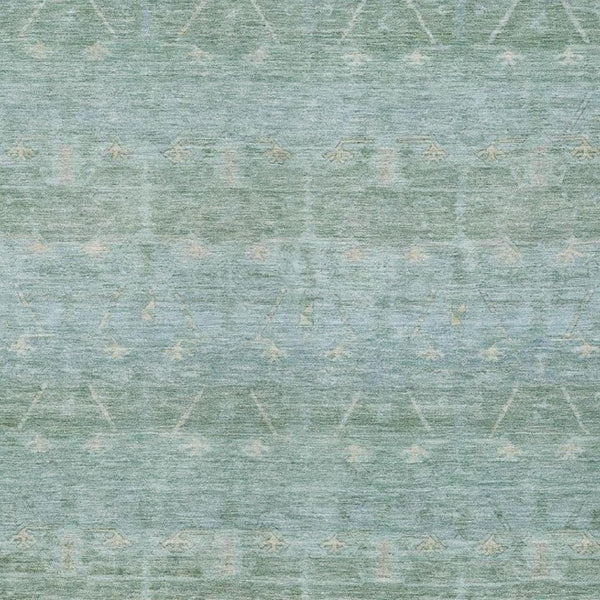 10 X 14 Tribal Mint Washable Polyester Area Rug for Indoor Outdoor Spaces