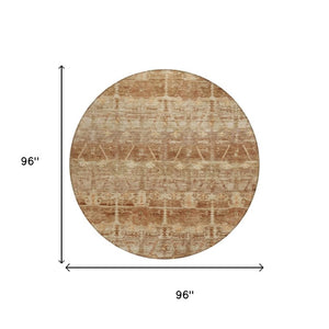 8 Foot Round Tribal Geometric Polyester Rug for Patio Porch Kitchen and High Traffic Areas