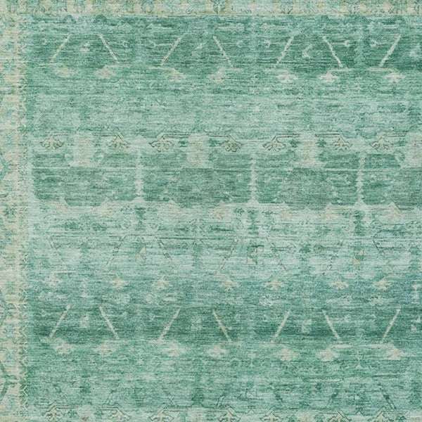 5x8 Teal Tribal Polyester Area Rug Washable Stain Resistant Indoor Outdoor Patio
