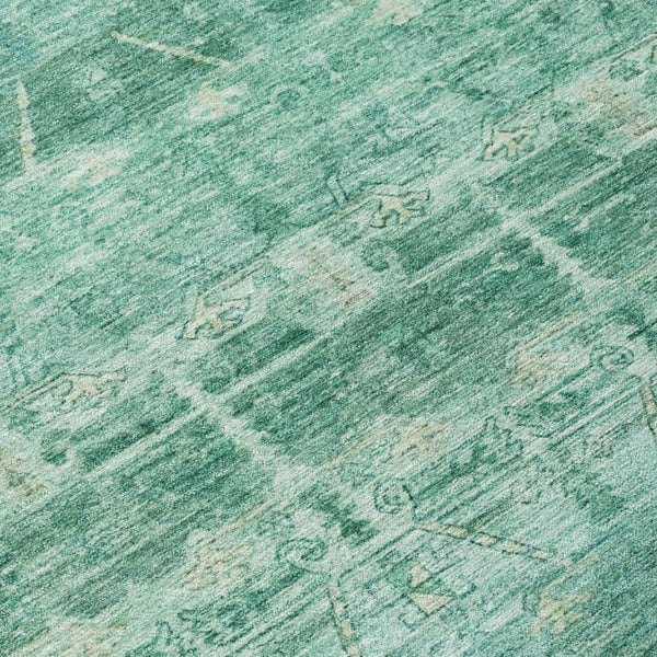 5x8 Teal Tribal Polyester Area Rug Washable Stain Resistant Indoor Outdoor Patio