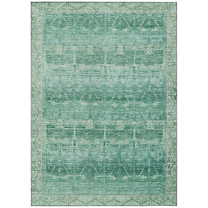 HomeRoots 8 X 10 Teal Tribal Polyester Area Rug Washable Stain Resistant Indoor Outdoor 739134