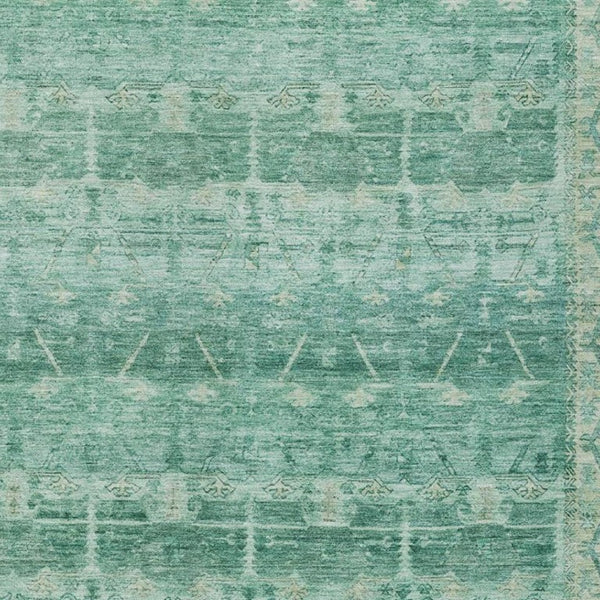 8 X 10 Teal Tribal Polyester Area Rug Washable Stain Resistant Indoor Outdoor