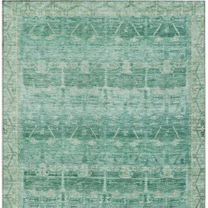 9x12 Teal Tribal Polyester Area Rug Washable Stain Resistant Indoor Outdoor Patio