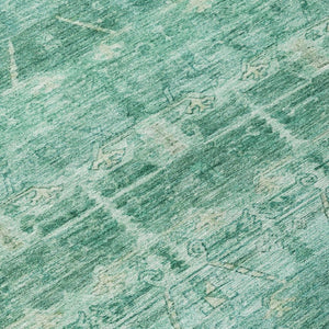 9x12 Teal Tribal Polyester Area Rug Washable Stain Resistant Indoor Outdoor Patio
