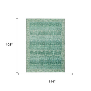 9x12 Teal Tribal Polyester Area Rug Washable Stain Resistant Indoor Outdoor Patio