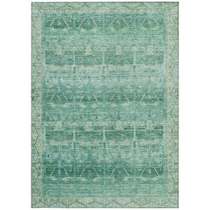 10 X 14 Teal Tribal Polyester Area Rug Washable Stain Resistant Indoor Outdoor