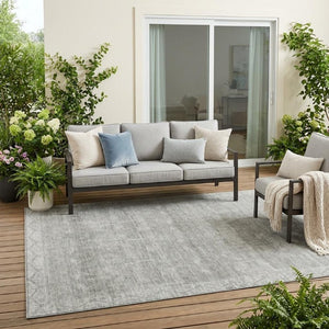 5x8 Taupe Brown Tribal Polyester Area Rug Stain Resistant for Indoor Outdoor Use