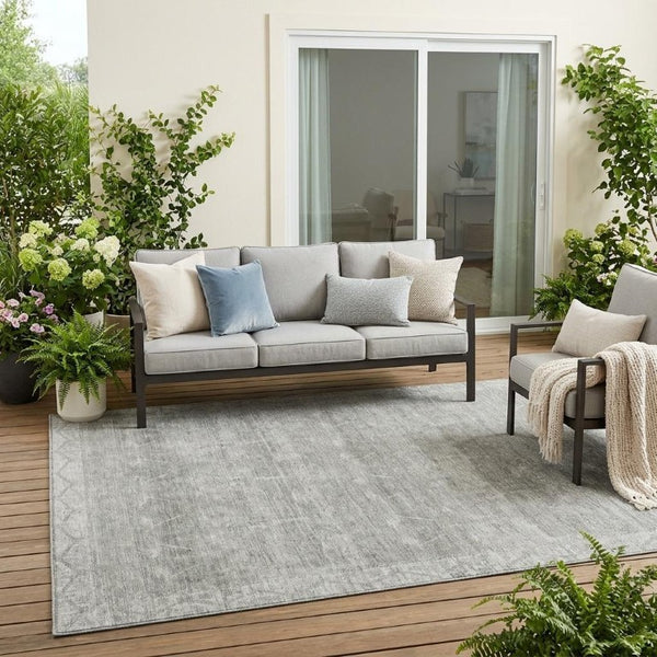 5x8 Taupe Brown Tribal Polyester Area Rug Stain Resistant for Indoor Outdoor Use