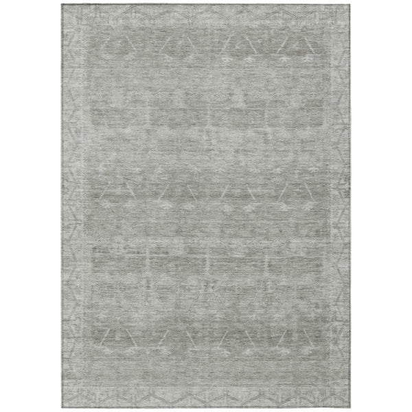 HomeRoots 5x8 Taupe Brown Tribal Polyester Area Rug Stain Resistant for Indoor Outdoor Use 739138