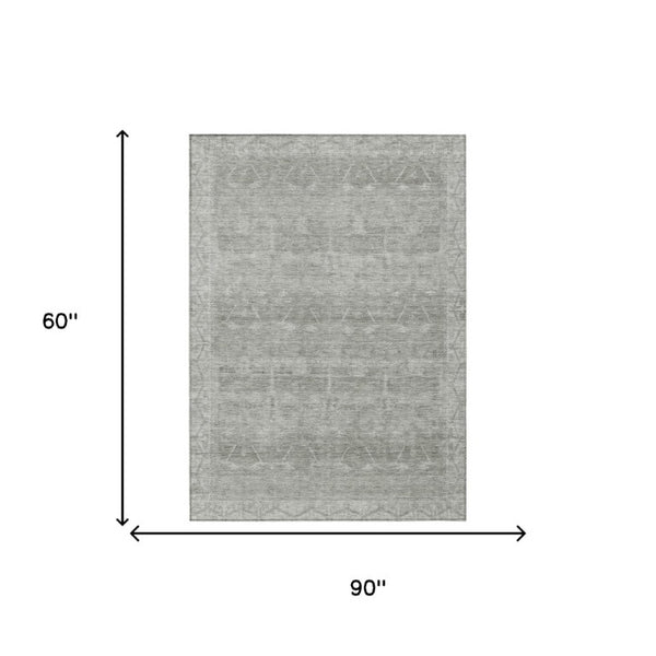 5x8 Taupe Brown Tribal Polyester Area Rug Stain Resistant for Indoor Outdoor Use