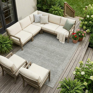 9 X 12 Taupe Brown Tribal Polyester Area Rug Stain Resistant for Patio or Living Room
