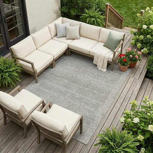 9 X 12 Taupe Brown Tribal Polyester Area Rug Stain Resistant for Patio or Living Room