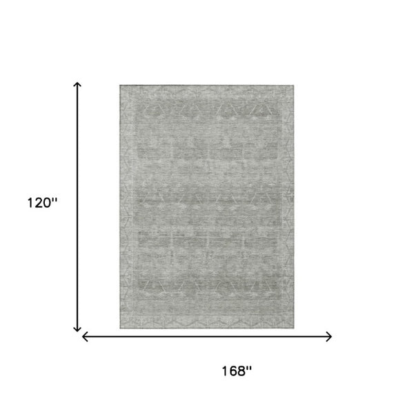 10 X 14 Taupe Brown Tribal Polyester Area Rug Washable Stain Resistant Indoor Outdoor