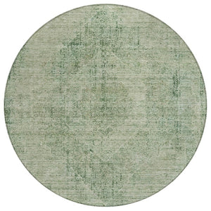 HomeRoots 8 Foot Round Oriental Geometric Polyester Rug Washable for Patio Porch and Family Room 739147