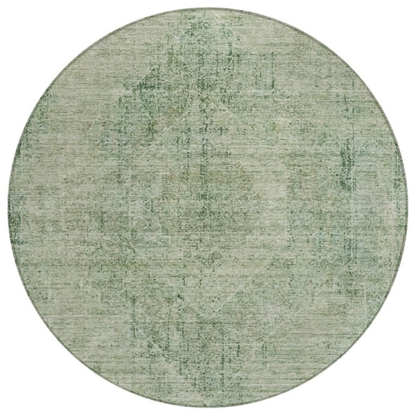 HomeRoots 8 Foot Round Oriental Geometric Polyester Rug Washable for Patio Porch and Family Room 739147