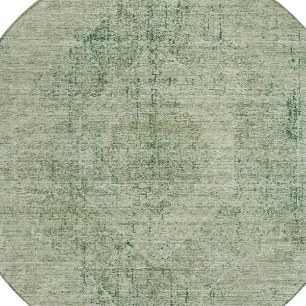 8 Foot Round Oriental Geometric Polyester Rug Washable for Patio Porch and Family Room