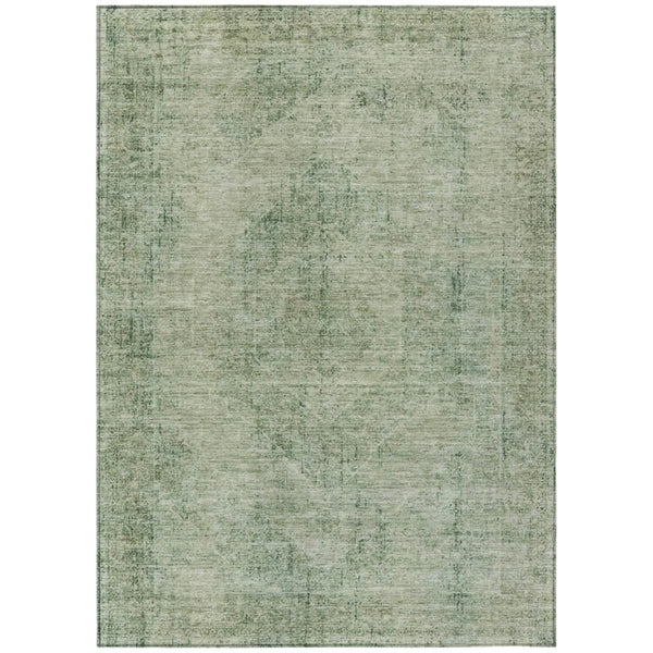 HomeRoots 10 X 14 Oriental Polyester Area Rug Washable Stain Resistant Indoor Outdoor Green 739150