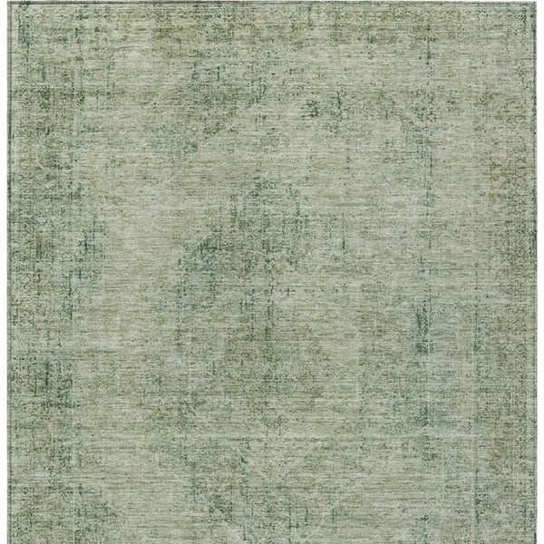10 X 14 Oriental Polyester Area Rug Washable Stain Resistant Indoor Outdoor Green
