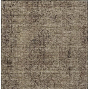 5x8 Oriental Polyester Area Rug Washable Stain Resistant Indoor Outdoor Taupe Brown