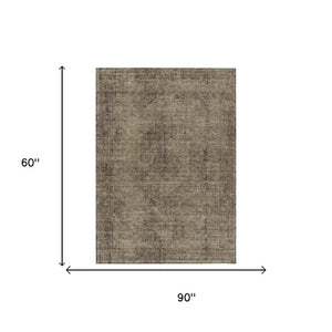 5x8 Oriental Polyester Area Rug Washable Stain Resistant Indoor Outdoor Taupe Brown