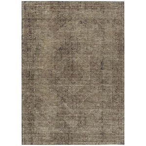 HomeRoots 9x12 Oriental Polyester Area Rug Stain Resistant Indoor Outdoor Brown Taupe 739161