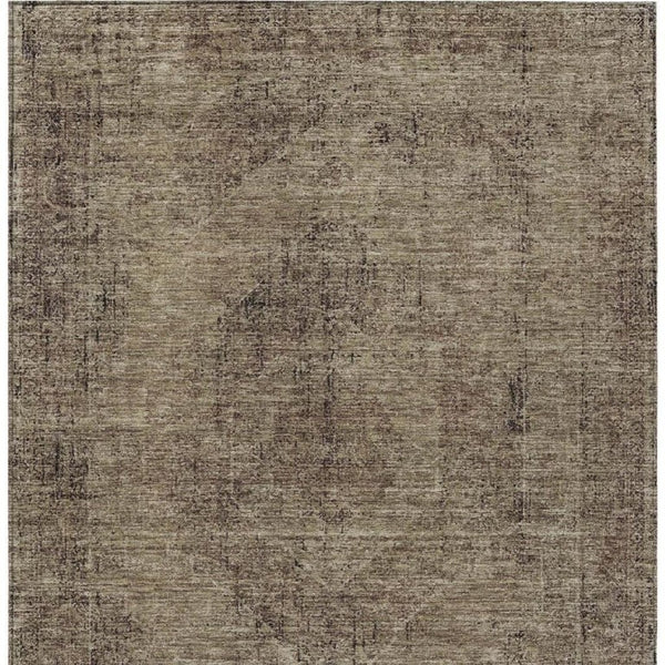 9x12 Oriental Polyester Area Rug Stain Resistant Indoor Outdoor Brown Taupe