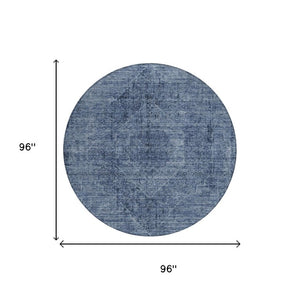 8 Foot Round Oriental Polyester Area Rug Washable Indoor Outdoor Patio Kitchen