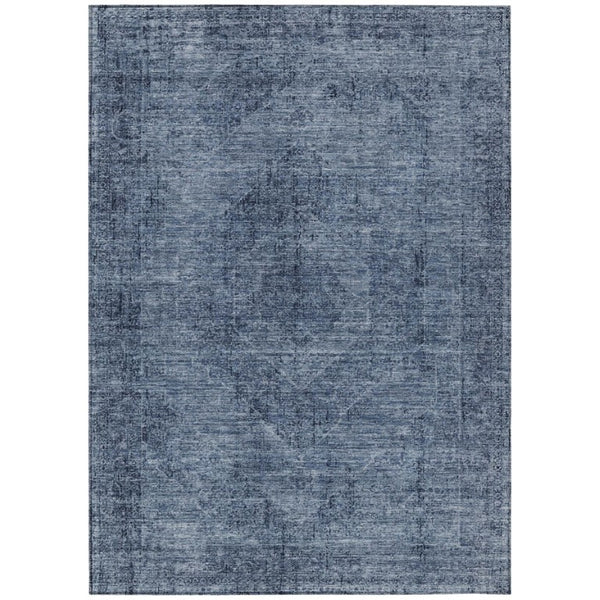 HomeRoots 9 X 12 Oriental Polyester Area Rug Washable Denim Blue Indoor Outdoor Patio 739167