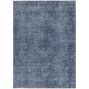 9 X 12 Oriental Polyester Area Rug Washable Denim Blue Indoor Outdoor Patio