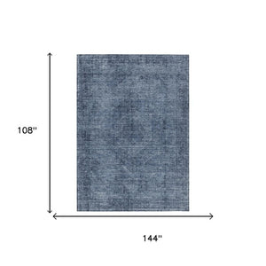 9 X 12 Oriental Polyester Area Rug Washable Denim Blue Indoor Outdoor Patio