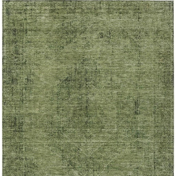 5x8 Olive Green Oriental Polyester Area Rug Washable Stain Resistant Indoor Outdoor