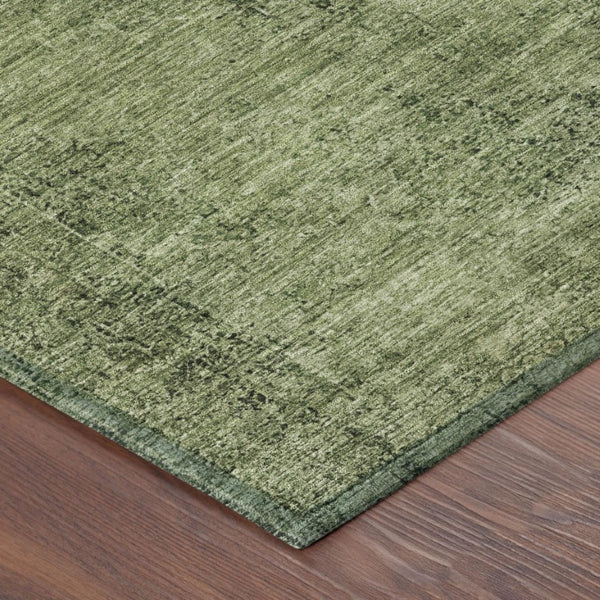 5x8 Olive Green Oriental Polyester Area Rug Washable Stain Resistant Indoor Outdoor