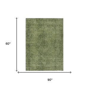 5x8 Olive Green Oriental Polyester Area Rug Washable Stain Resistant Indoor Outdoor