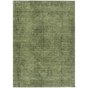 HomeRoots 10 X 14 Oriental Polyester Area Rug Washable Indoor Outdoor Stain Resistant Green 739174