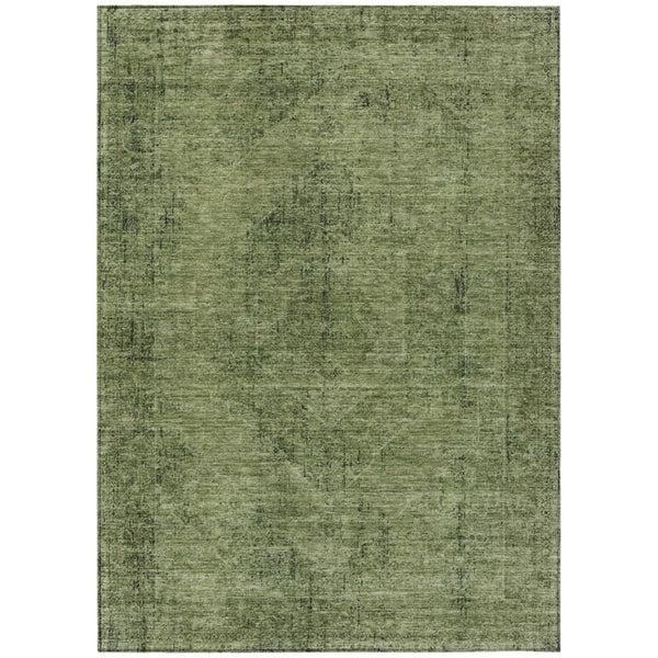 HomeRoots 10 X 14 Oriental Polyester Area Rug Washable Indoor Outdoor Stain Resistant Green 739174
