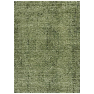 10 X 14 Oriental Polyester Area Rug Washable Indoor Outdoor Stain Resistant Green