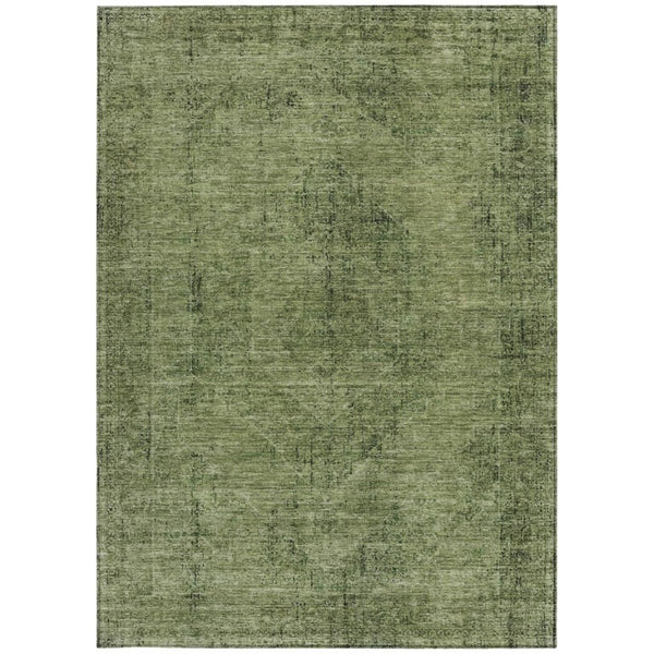 10 X 14 Oriental Polyester Area Rug Washable Indoor Outdoor Stain Resistant Green