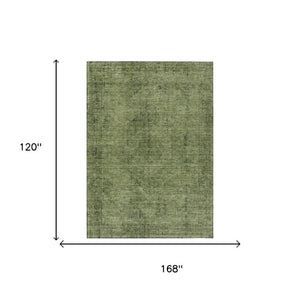 10 X 14 Oriental Polyester Area Rug Washable Indoor Outdoor Stain Resistant Green