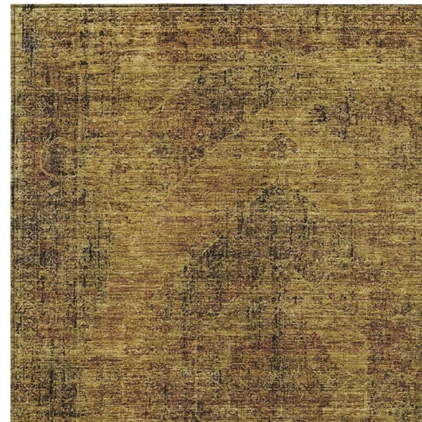 8 X 10 Rust Orange Oriental Polyester Area Rug Stain Resistant Indoor Outdoor