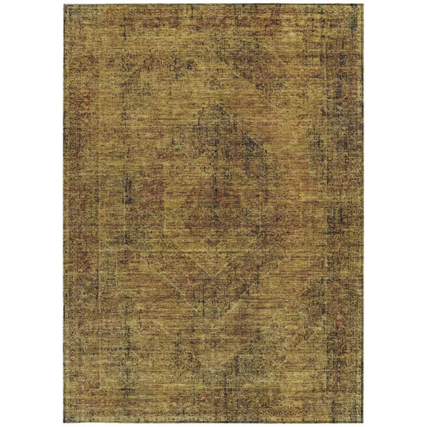 8 X 10 Rust Orange Oriental Polyester Area Rug Stain Resistant Indoor Outdoor