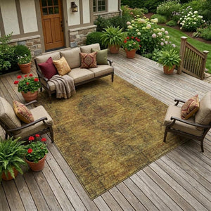 9 X 12 Rust Orange Oriental Polyester Area Rug for Indoor Outdoor Living Spaces