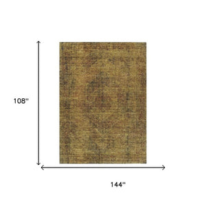 9 X 12 Rust Orange Oriental Polyester Area Rug for Indoor Outdoor Living Spaces