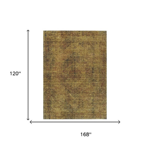 10 X 14 Oriental Rust Polyester Area Rug Washable Stain Resistant Indoor Outdoor