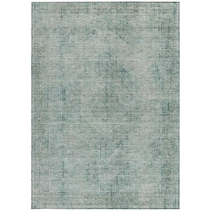 5x8 Blue Ivory Oriental Polyester Area Rug Washable Stain Resistant Indoor Outdoor