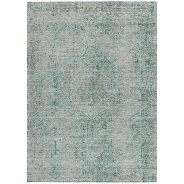 5x8 Blue Ivory Oriental Polyester Area Rug Washable Stain Resistant Indoor Outdoor