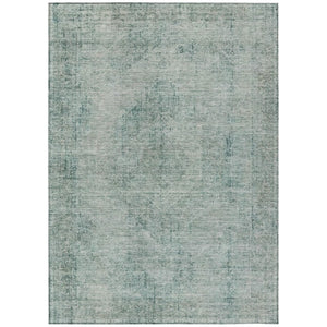 HomeRoots 9x12 Blue Ivory Oriental Polyester Area Rug Washable for Patio Porch or Living Room 739185