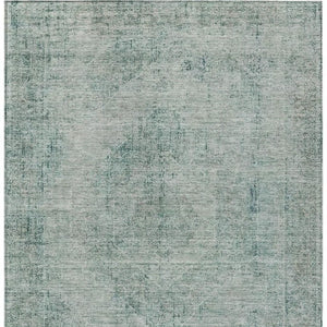 9x12 Blue Ivory Oriental Polyester Area Rug Washable for Patio Porch or Living Room