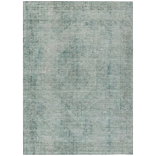 HomeRoots 10 X 14 Blue Ivory Oriental Polyester Area Rug Washable for Indoor Outdoor Use 739186