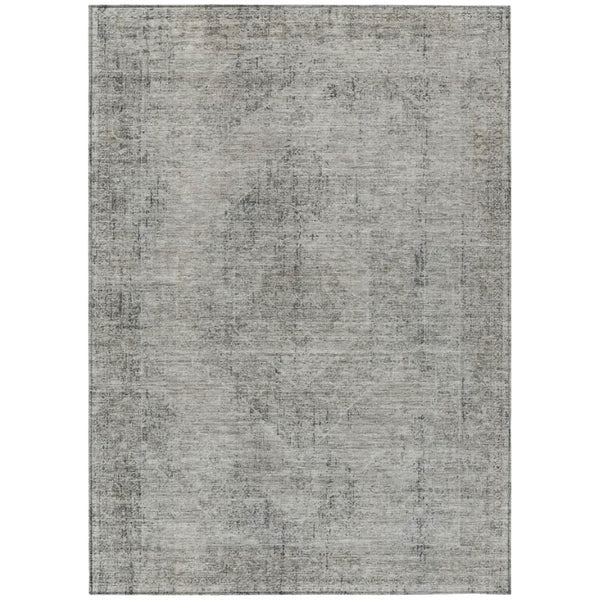 HomeRoots 5 X 8 Silver Gray Oriental Polyester Area Rug Washable for Indoor Outdoor Use 739194